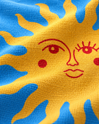 Sun Face Cotton-Linen Pillow Cover, fabric close-up