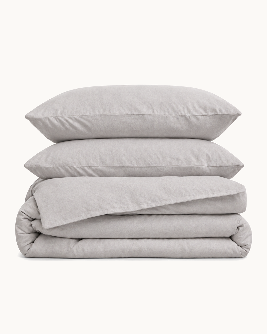 Textured Solid Duvet Set, folded set on a plain background