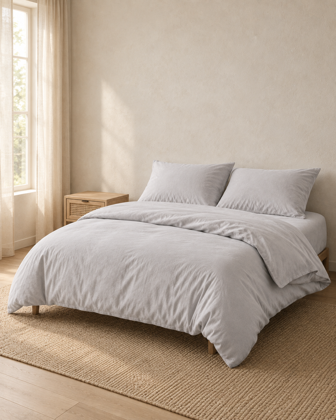 Textured Solid Duvet Set, styled bedroom