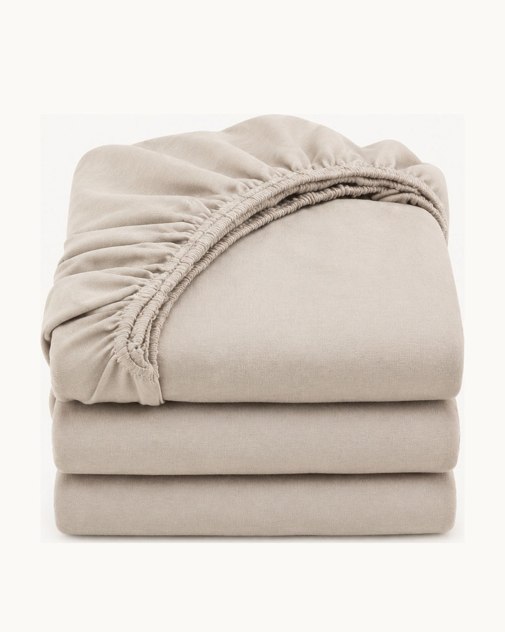 Textured Solid Fitted Sheet — folded set on a plain background