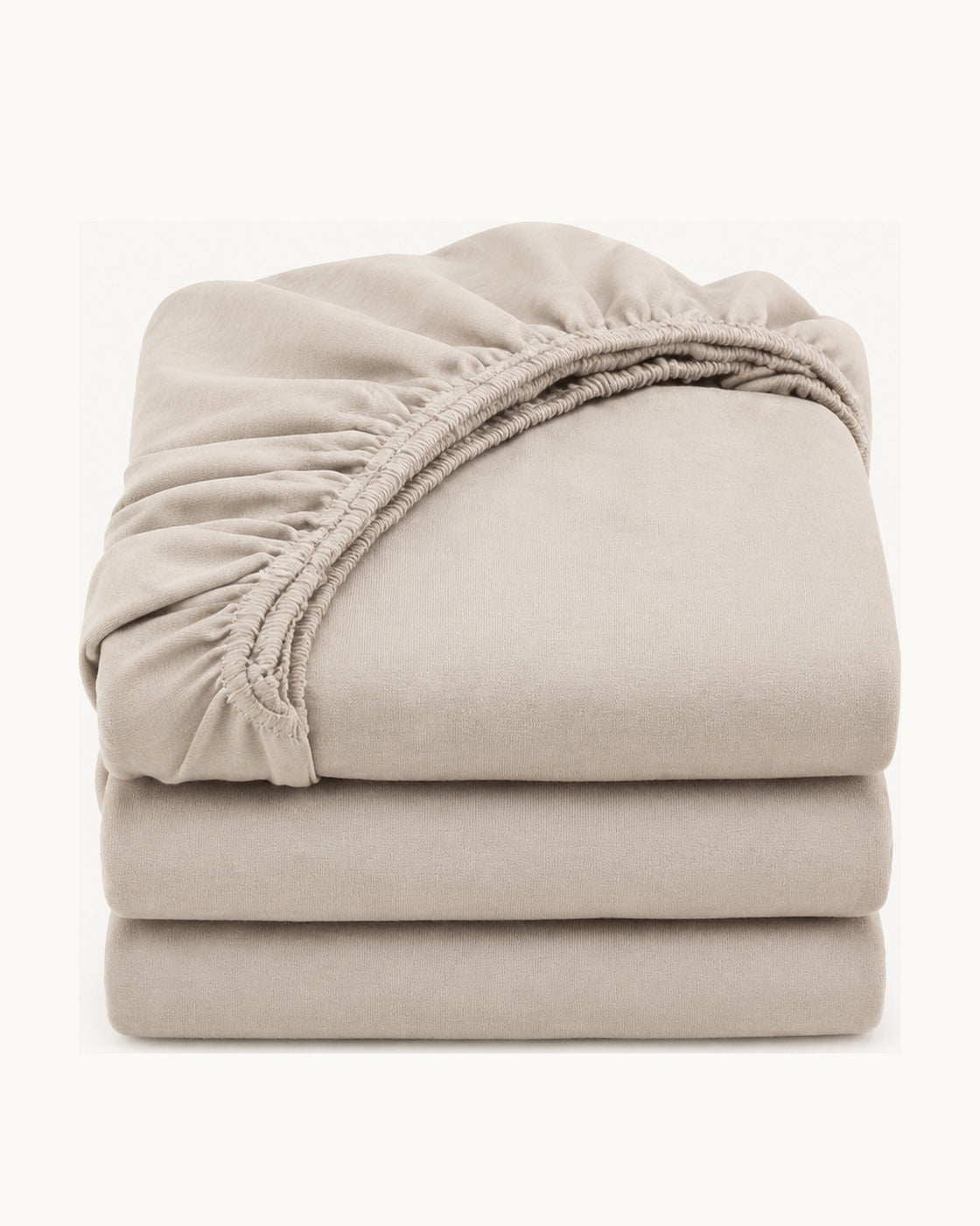 Textured Solid Fitted Sheet — folded set on a plain background