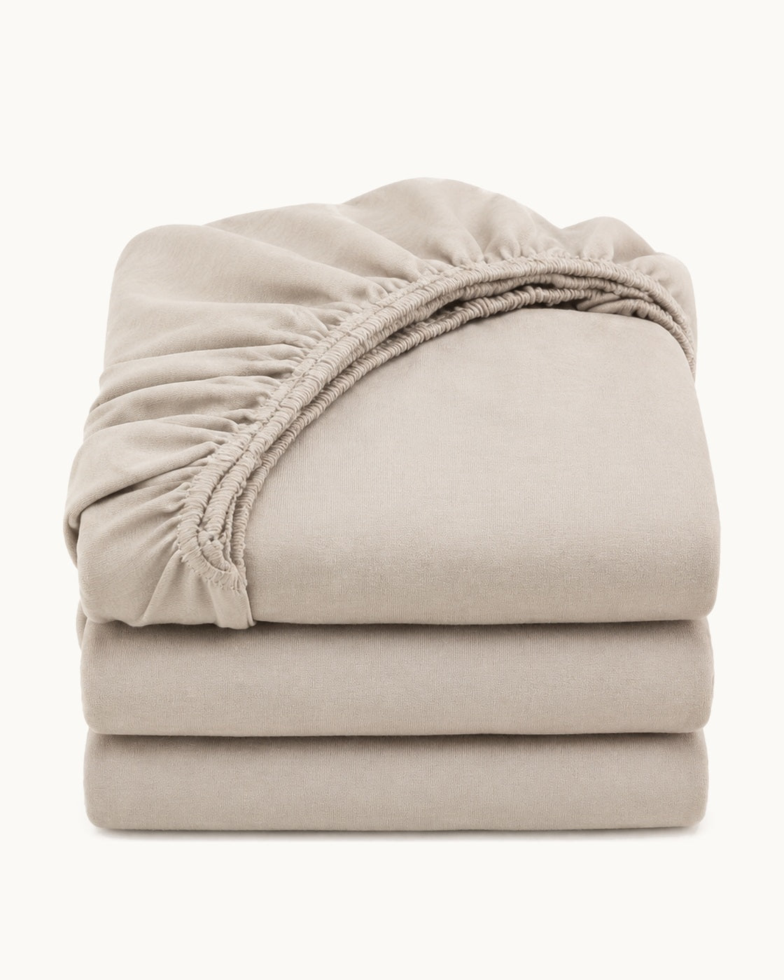 Textured Solid Fitted Sheet — folded set on a plain background