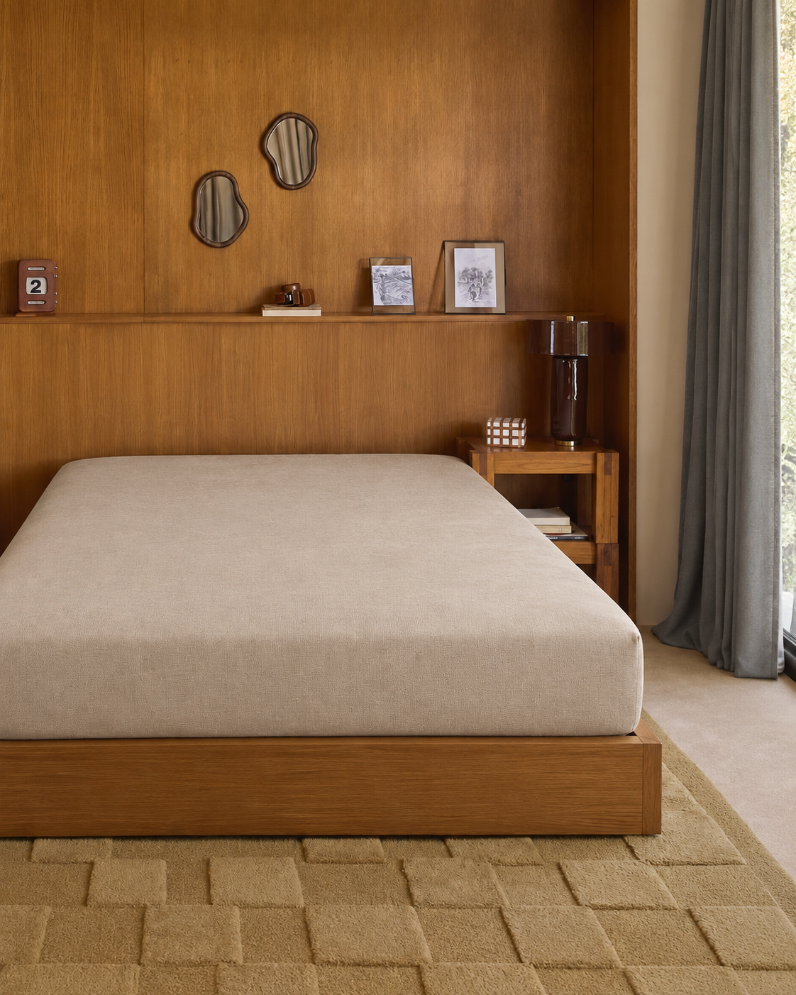 Textured Solid Fitted Sheet, styled bedroom