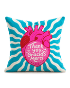 Thank You Heart Cotton Velvet Pillow Cover, front view