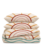 Tufted Sunrise Cotton Duvet Cover Set, folded with its shams