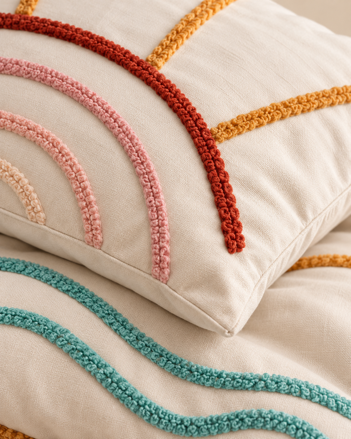 Tufted Sunrise Cotton Duvet Cover Set, sham corner and seam