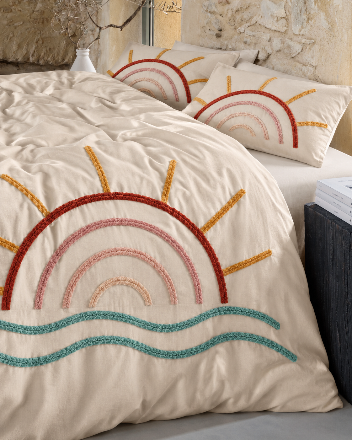 Tufted Sunrise Cotton Duvet Cover Set, bedroom view