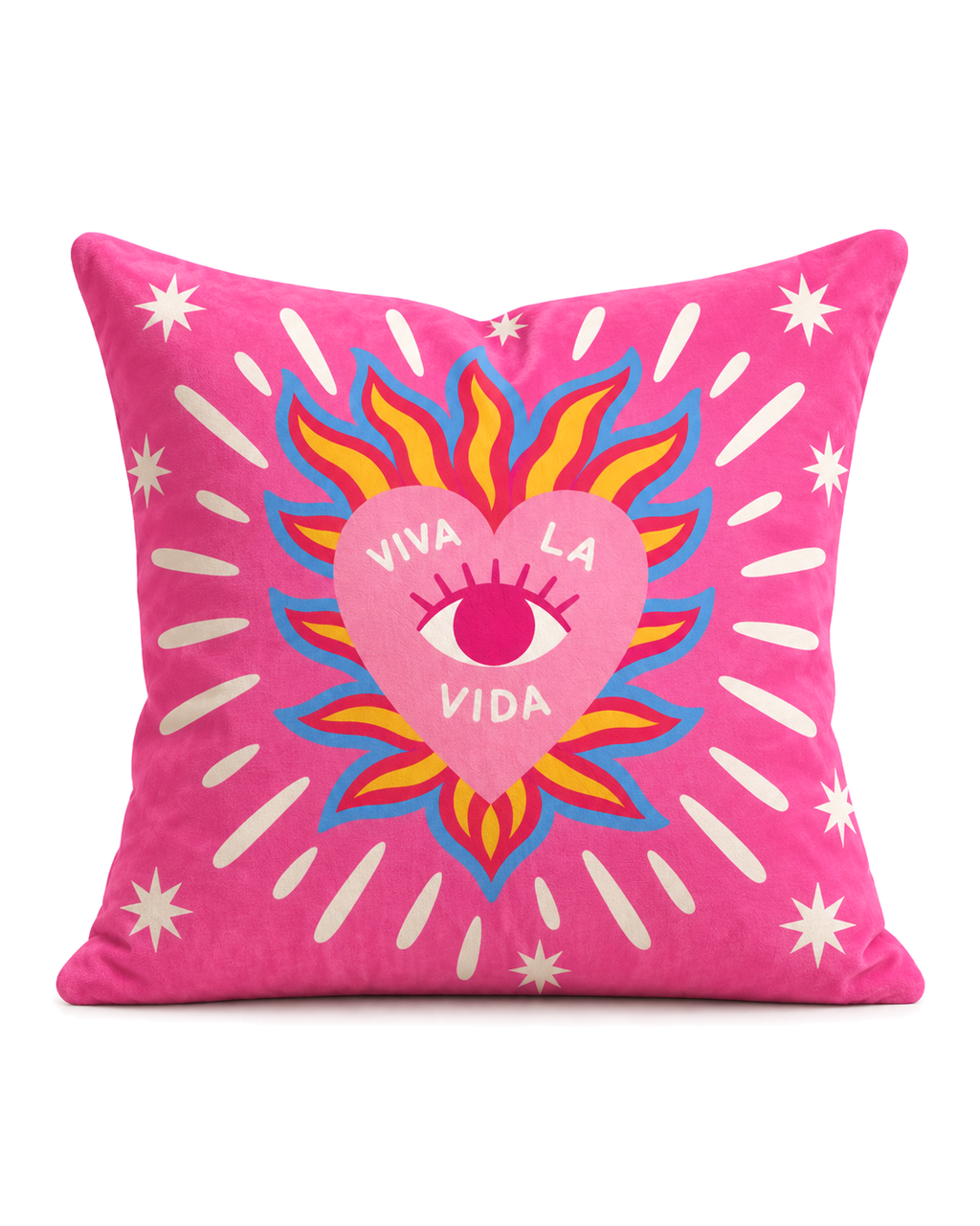 Viva la Vida Heart Cotton Velvet Pillow Cover, front view