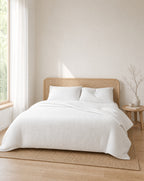 Waffle Cotton Coverlet — styled bedroom