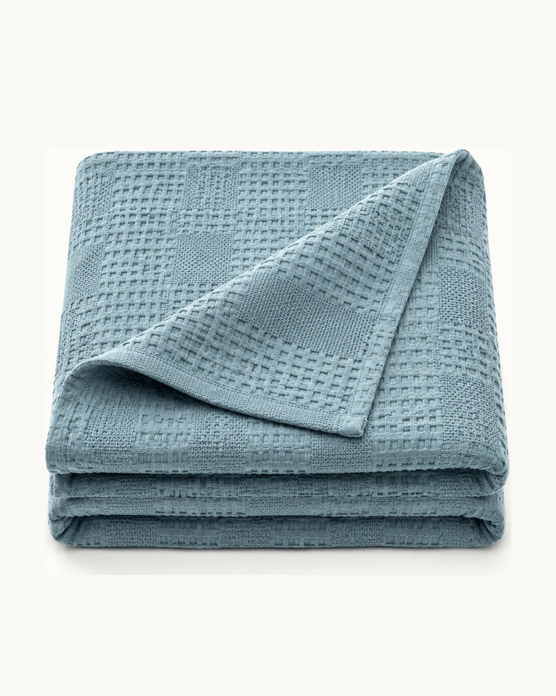 Waffle Knit Throw — folded set on a plain background