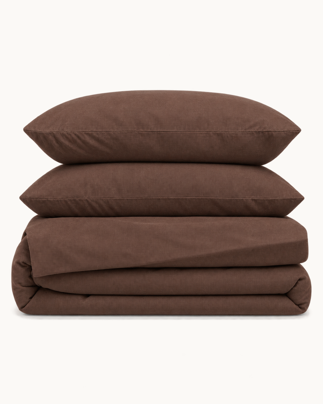 Washed Cotton Sheet Set, the four pieces folded on a plain background