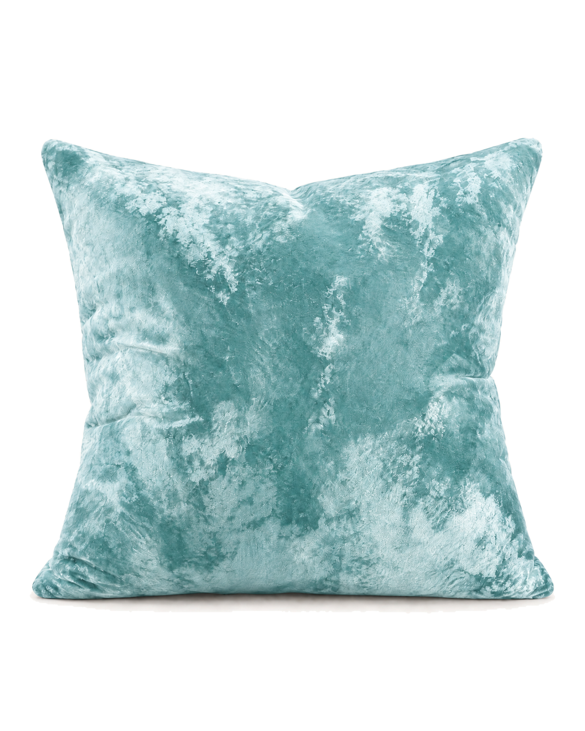 Washed Cotton Velvet Pillow Cover in Aqua, front view