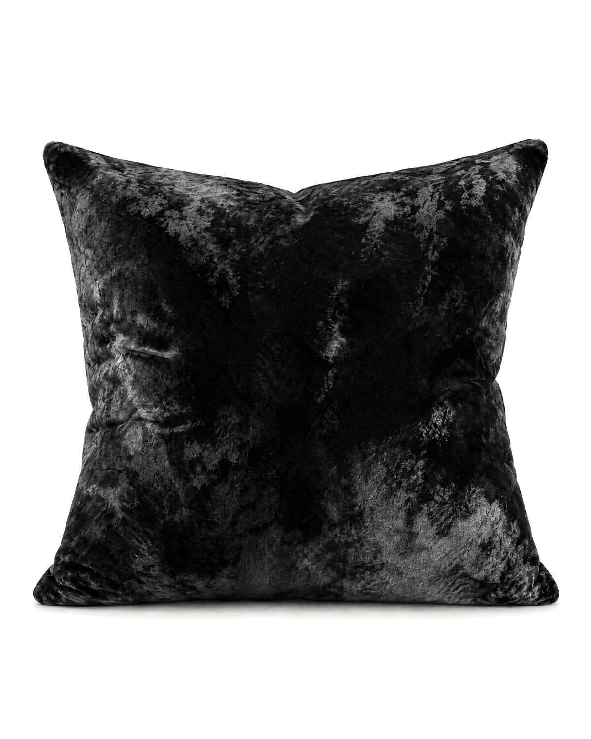 Washed Cotton Velvet Pillow Cover in Black, front view