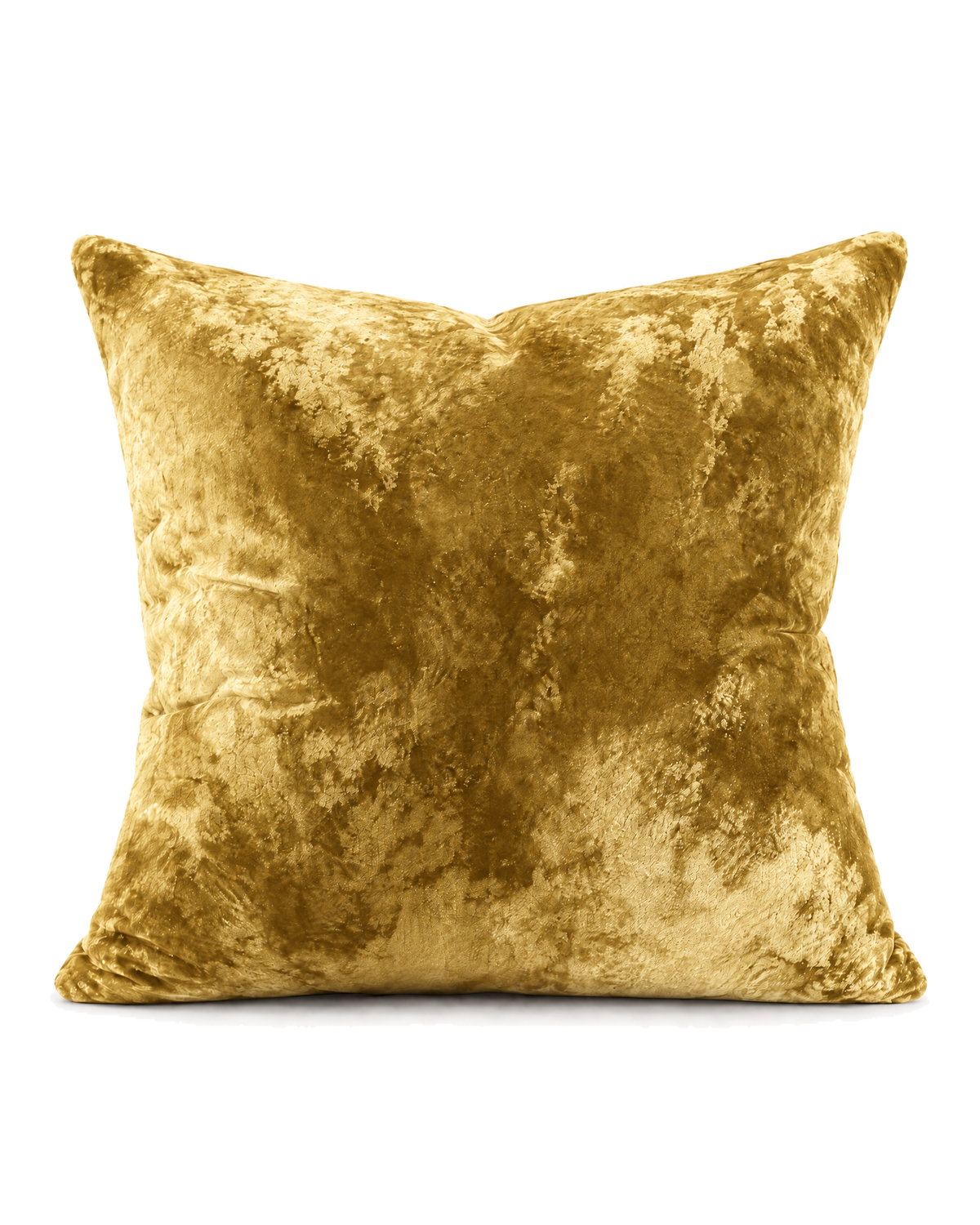 Washed Cotton Velvet Pillow Cover in Gold, front view