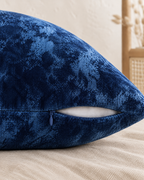 Washed Cotton Velvet Pillow Cover in Navy, zipper and edge detail