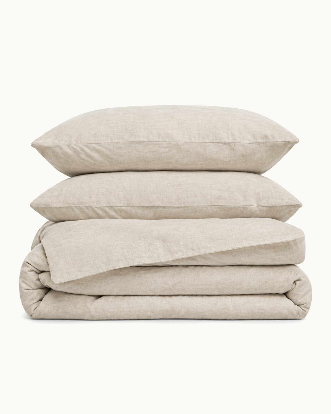 Washed Linen Duvet Cover Set, folded set on a plain background