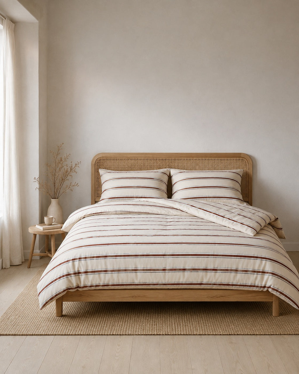 Woven Stripe Duvet Set — styled bedroom