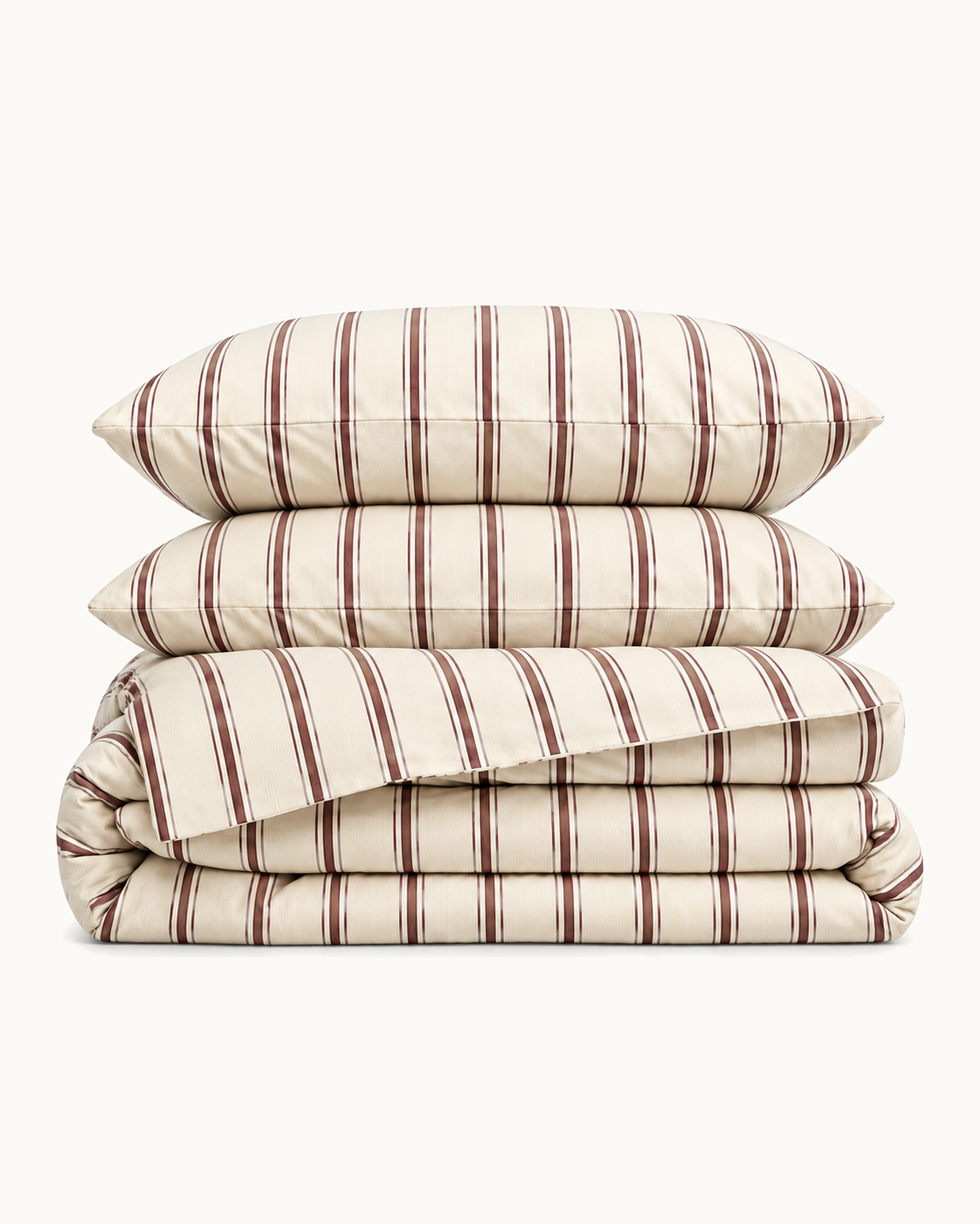 Woven Stripe Duvet Cover Set, folded set on a plain background