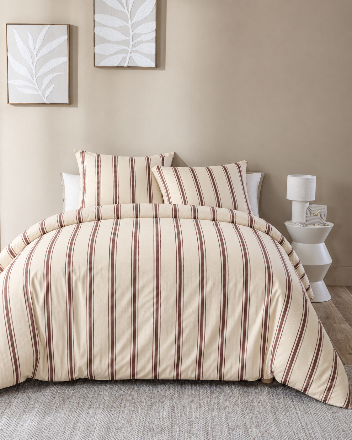 Woven Stripe Duvet Cover Set, styled bedroom